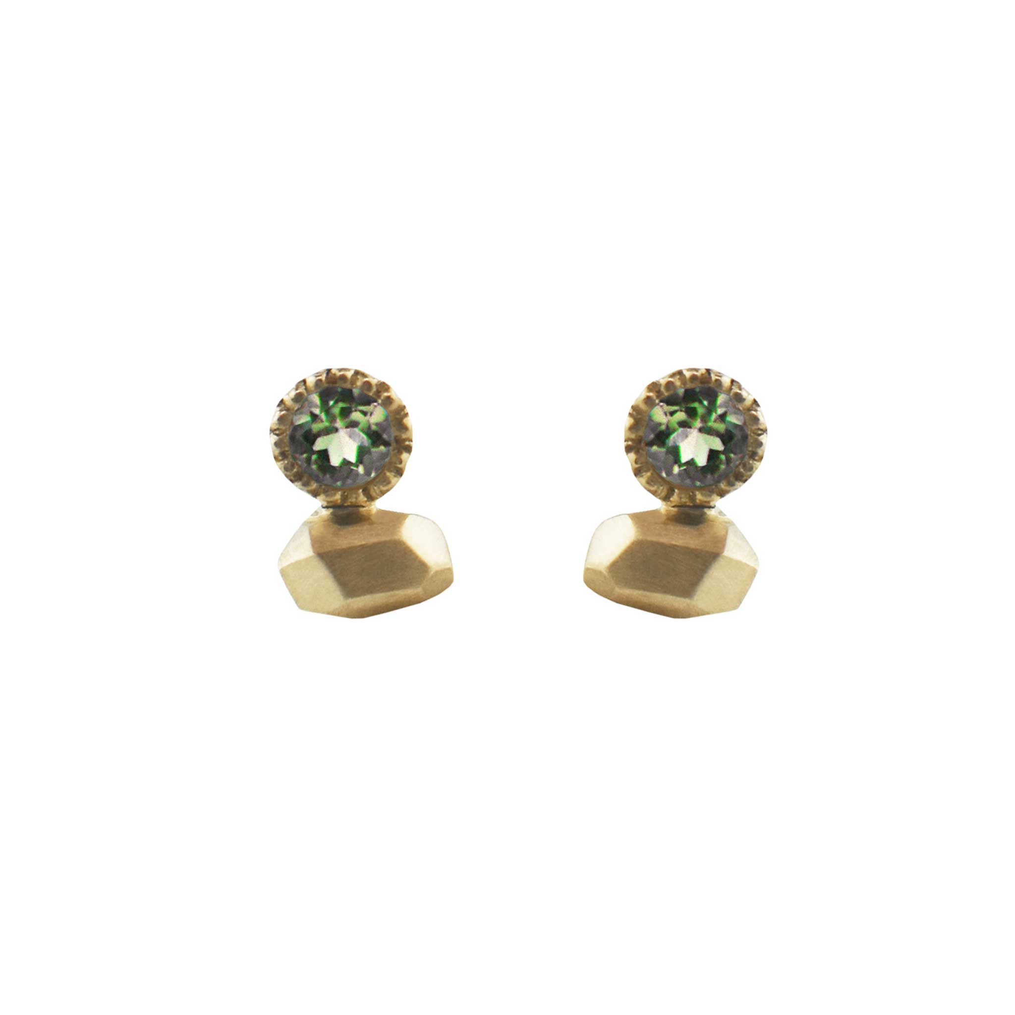 Green Tourmaline Gea Duo Studs in 9ct Yellow Gold